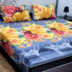 Luvoza Cotton Satin Bed Sheet - King - 3pcs - CSB335