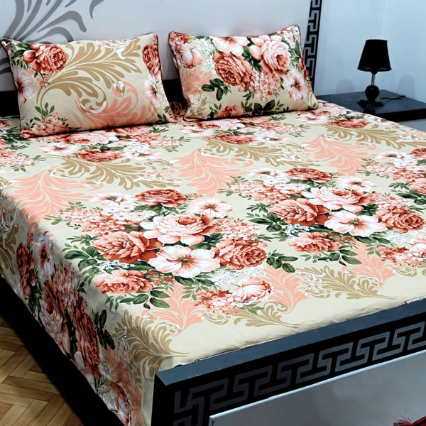 Luvoza Cotton Satin Bed Sheet - King - 3pcs - CSB341