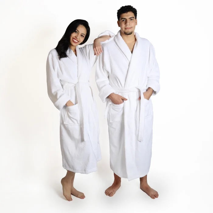 Unisex Cotton Bath Robe - White - UBR01