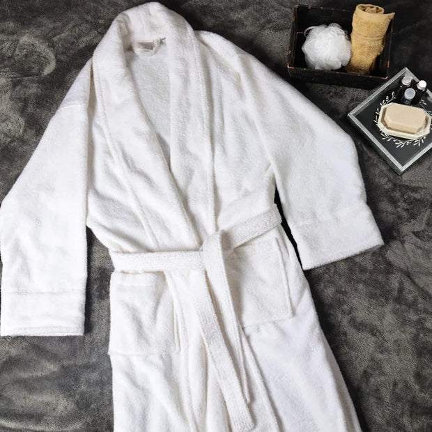 Unisex Cotton Bath Robe - White - UBR01