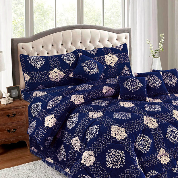 Bryiq Velvet Bridal Quilt Set - 10pcs - Blue - BVQ01