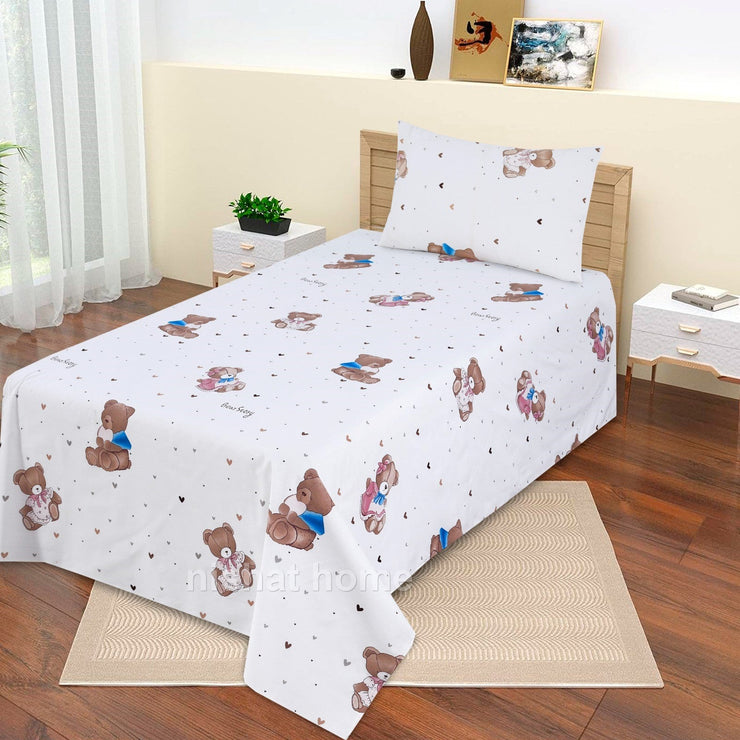 Divine Pure Cotton Kids Bed Sheet - Teddy - Single - DSB113