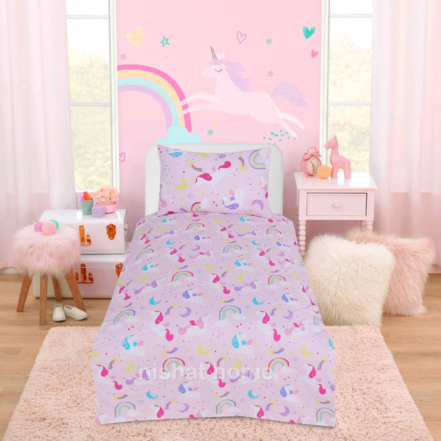 Divine Pure Cotton Kids Bed Sheet - Mini Unicorn - Single - DSB102