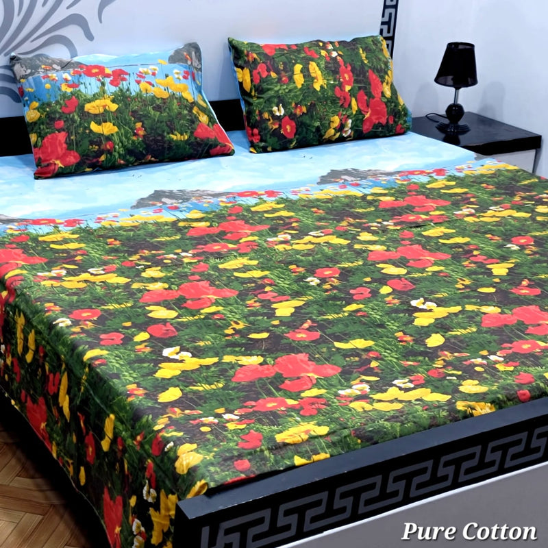 Divine Pure Cotton Bed Sheet - King - 3pcs - DBS104