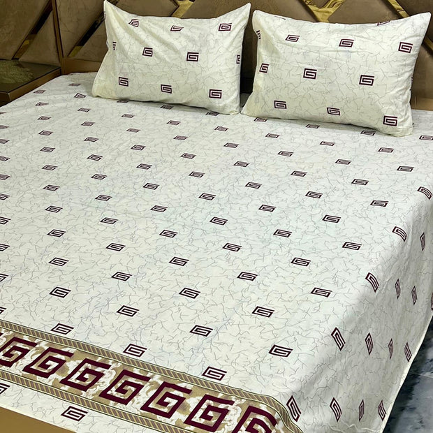 Divine Pure Cotton Bed Sheet - King - 3pcs - DBS208