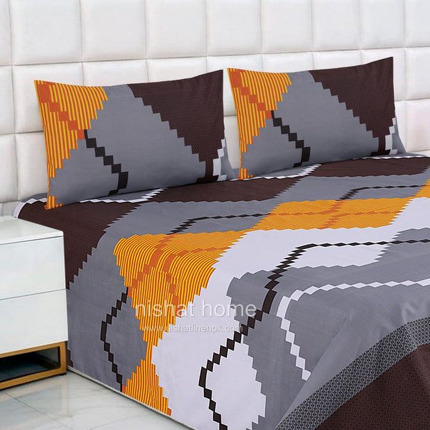 Divine Pure Cotton Bed Sheet - King - 3pcs - DBS214