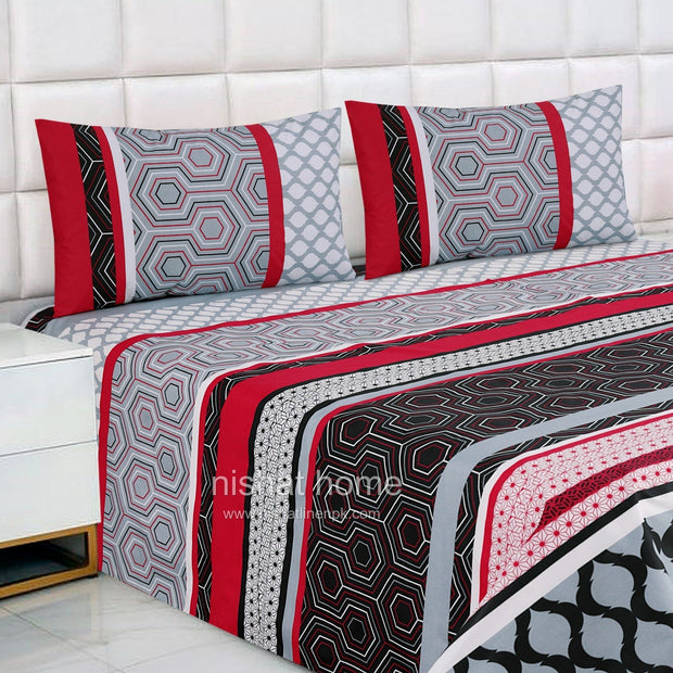 Divine Pure Cotton Bed Sheet - King - 3pcs - DBS216