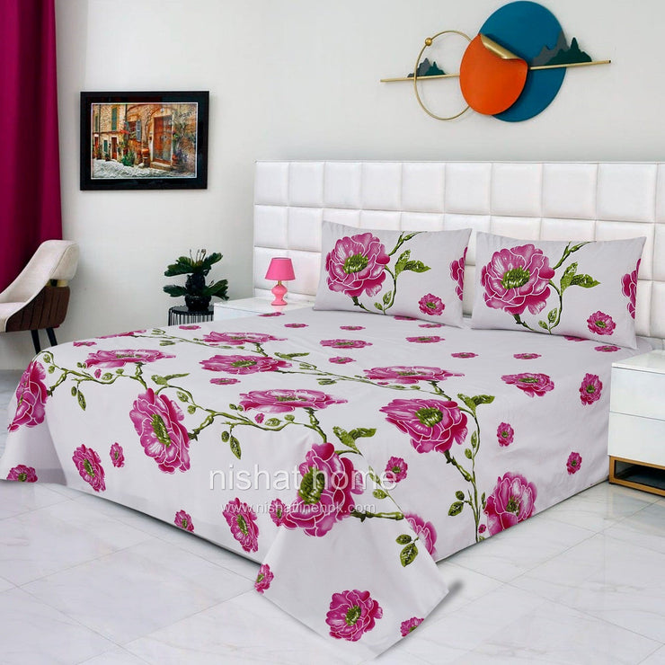 Divine Pure Cotton Bed Sheet - King - 3pcs - DBS217