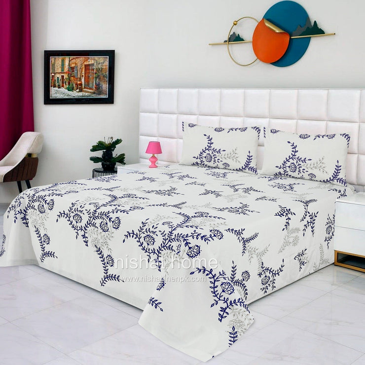 Divine Pure Cotton Bed Sheet - King - 3pcs - DBS219