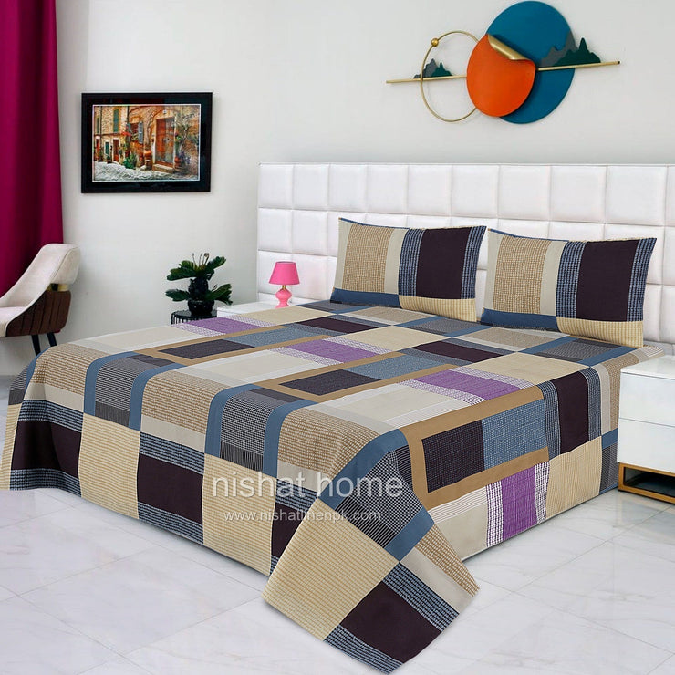 Divine Pure Cotton Bed Sheet - King - 3pcs - DBS226