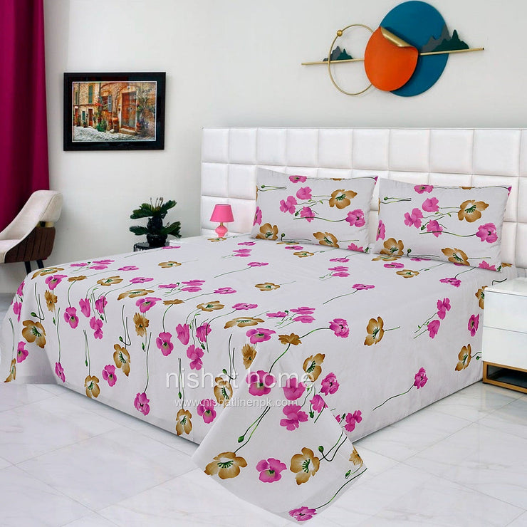 Divine Pure Cotton Bed Sheet - King - 3pcs - DBS227