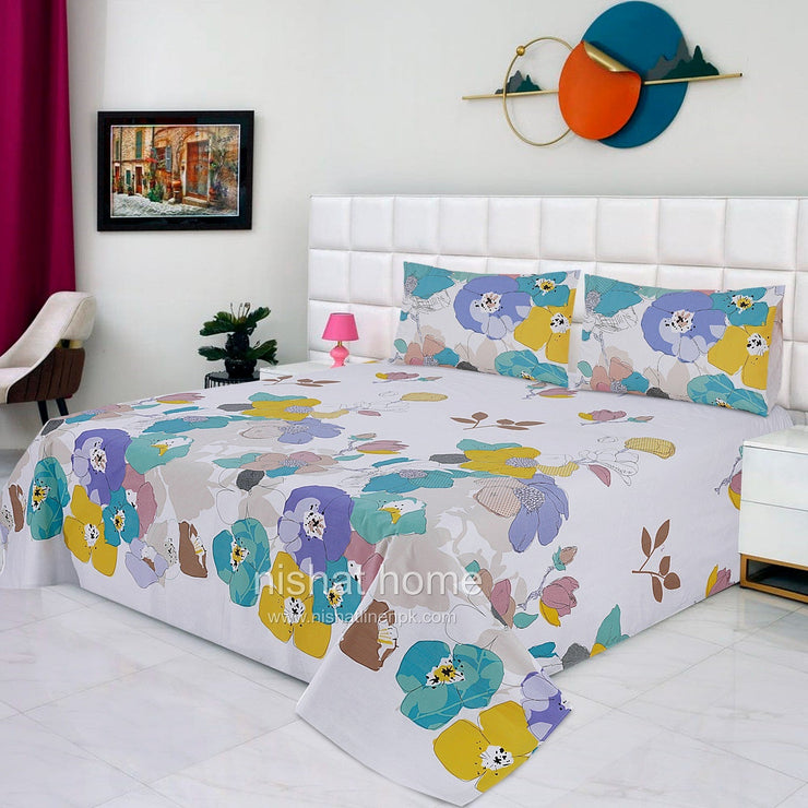 Divine Pure Cotton Bed Sheet - King - 3pcs - DBS228