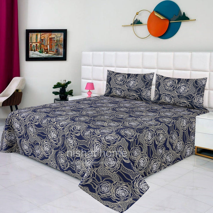 Divine Pure Cotton Bed Sheet - King - 3pcs - DBS233