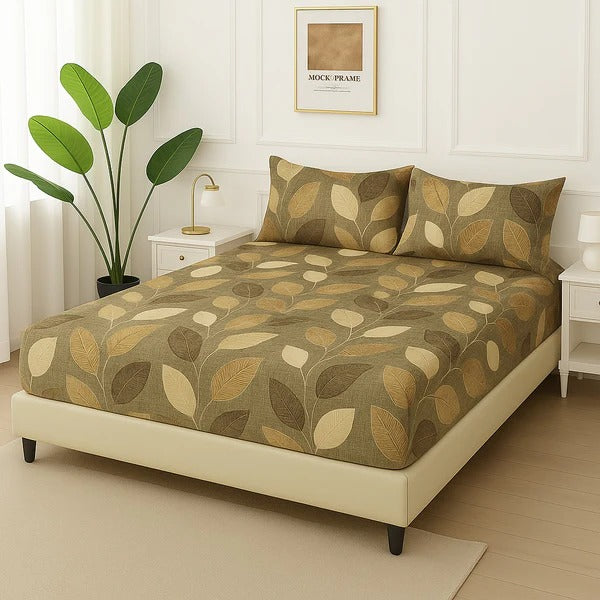 Royal Pure Cotton Printed Fitted Bed Sheet - King - 3pcs - RPF24