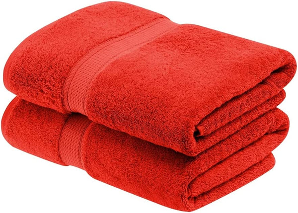 Export Quality Pure Cotton Bath Towel - Red - ET07