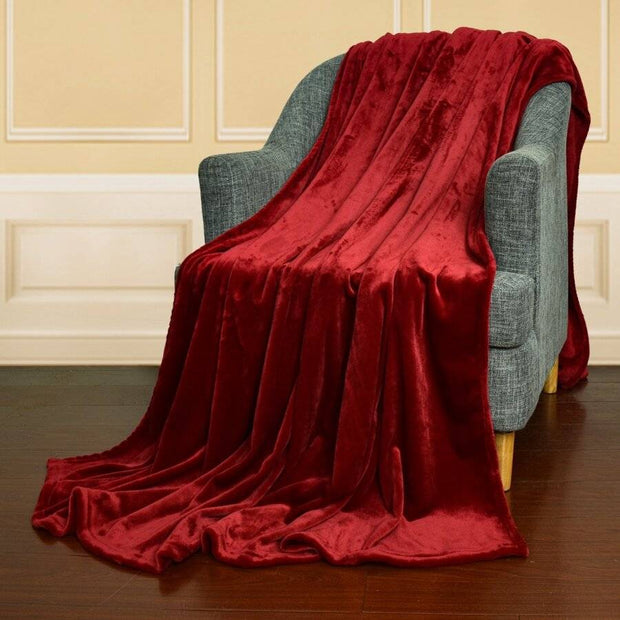 Luxury Plush Fleece Blanket - King - Red - PFB04