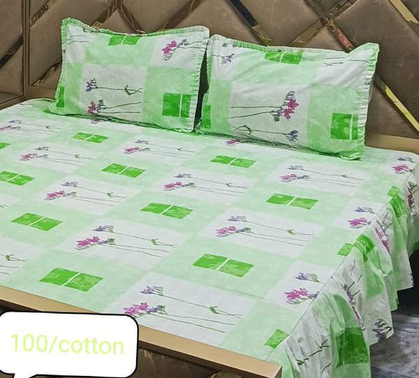 Twirl Premium Cotton Frill Bed Sheet - King - 3pcs - TBS05