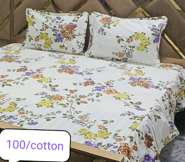 Twirl Premium Cotton Frill Bed Sheet - King - 3pcs - TBS07