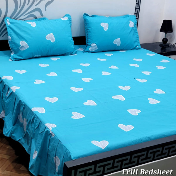 Twirl Premium Cotton Frill Bed Sheet - King - 3pcs - TBS46