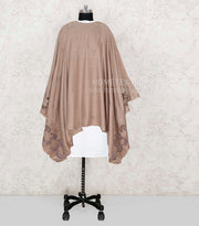 Women Wool Cutwork Embroidered Shawl - Latte - WES03