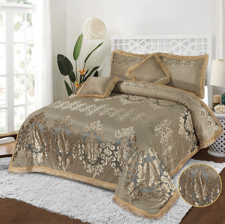 Marry Silver Bridal Bed Sheet Set - Palachi - 5pcs - MSB11