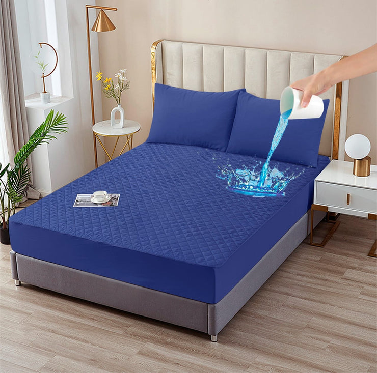 Waterproof Quilted Mattress Protector - Azure - WMP523