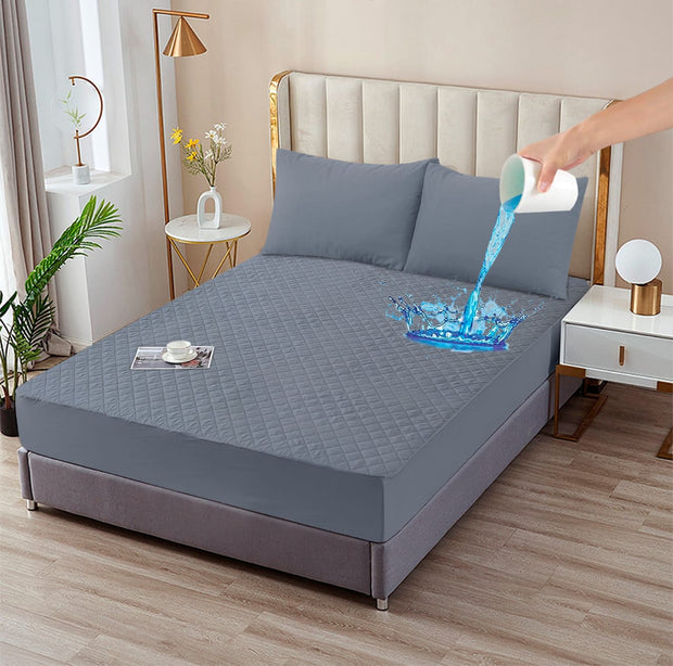 Waterproof Quilted Mattress Protector - Gray - WMP524