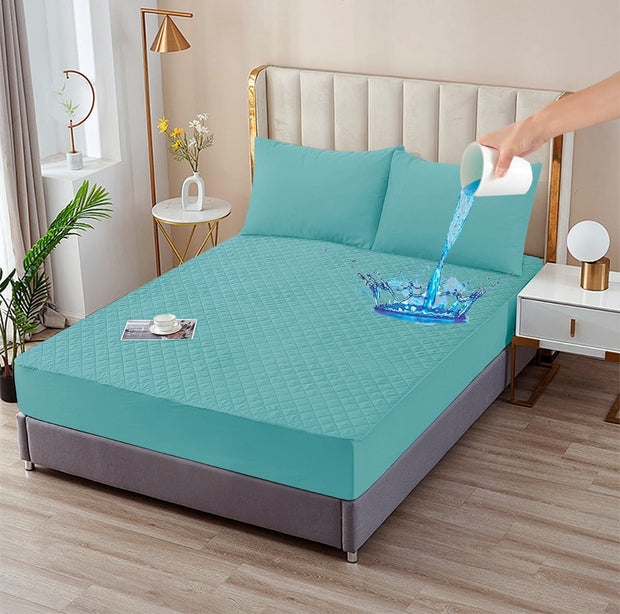 Waterproof Quilted Mattress Protector - Turquoise - WMP525